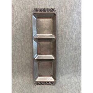 VTG RWP Pewter MCM Style 3 Compartment Serving Tray Swirl Design Appetizer Dish